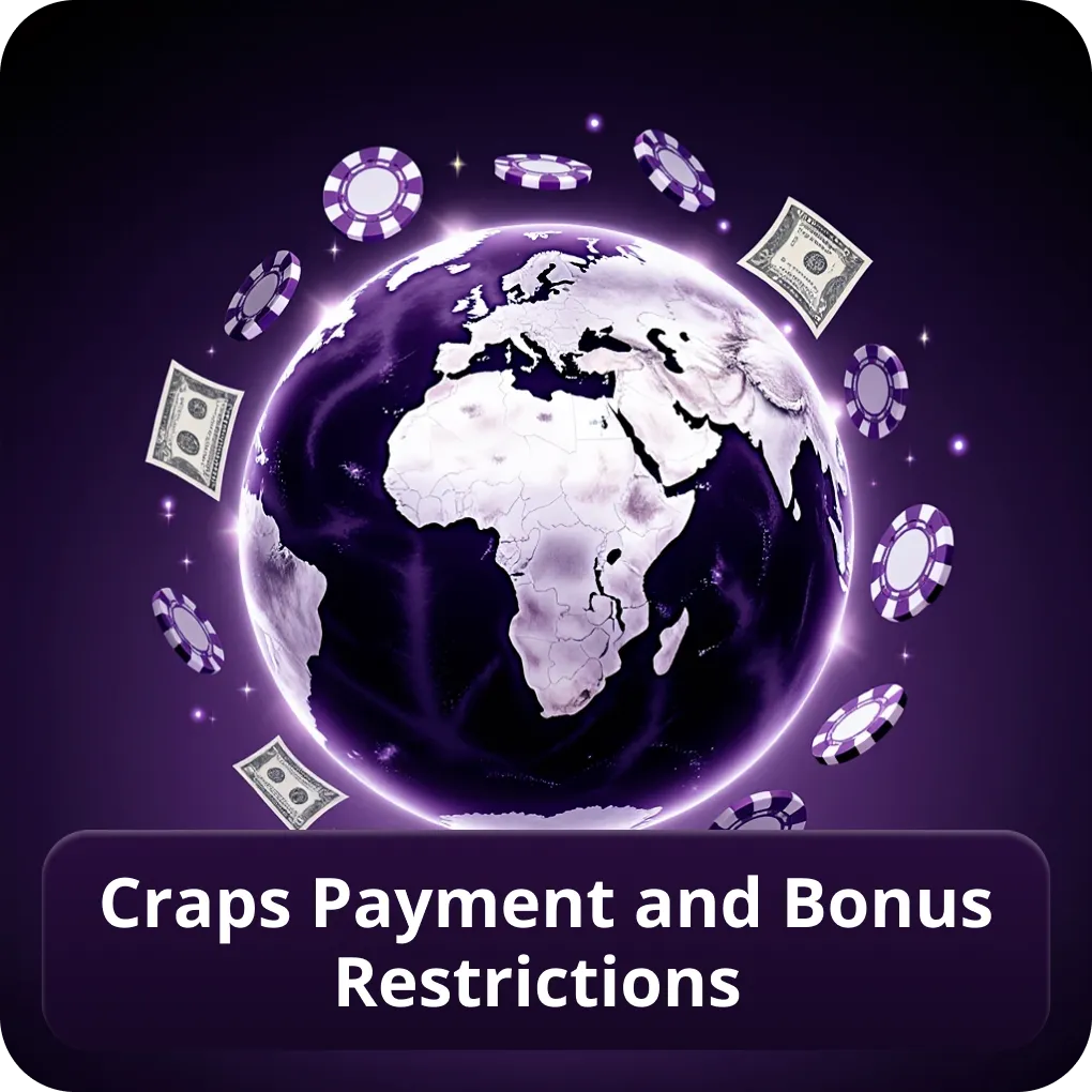 Craps payment and bonus restrictions