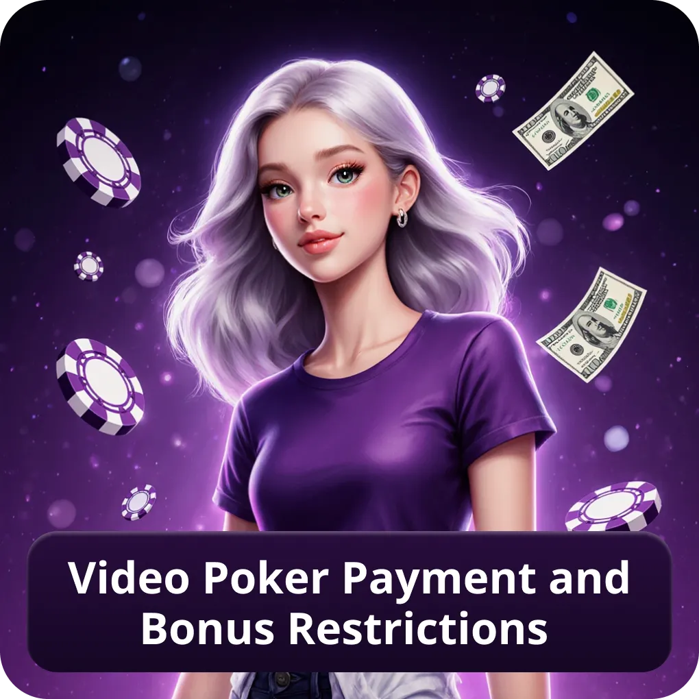 Video poker payment and bonus restrictions