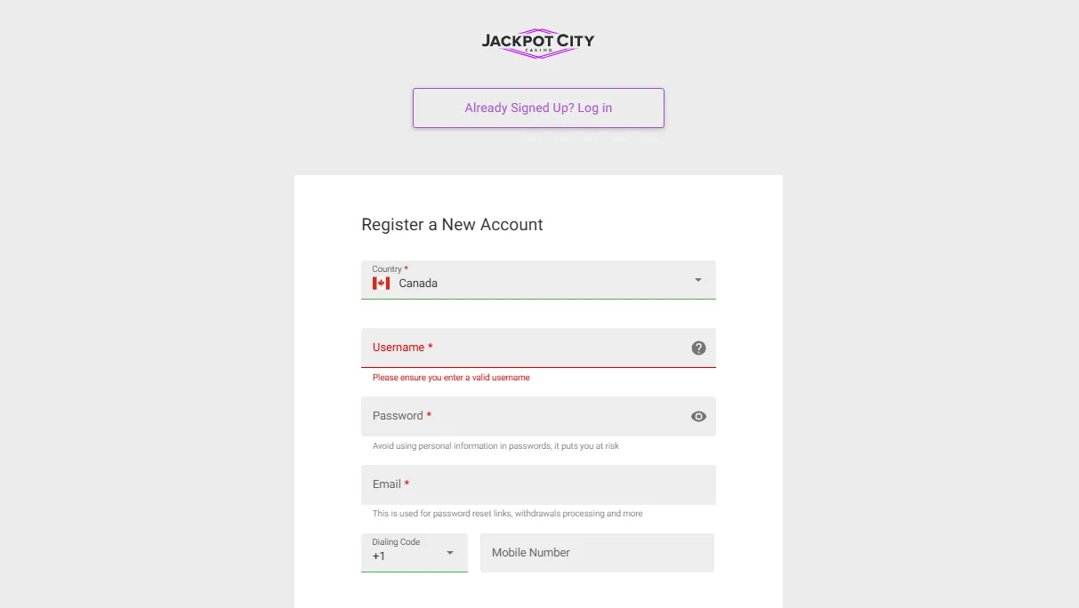 Jackpot City Casino review Canada registration and KYC verification steps Jackpot City registration and KYC