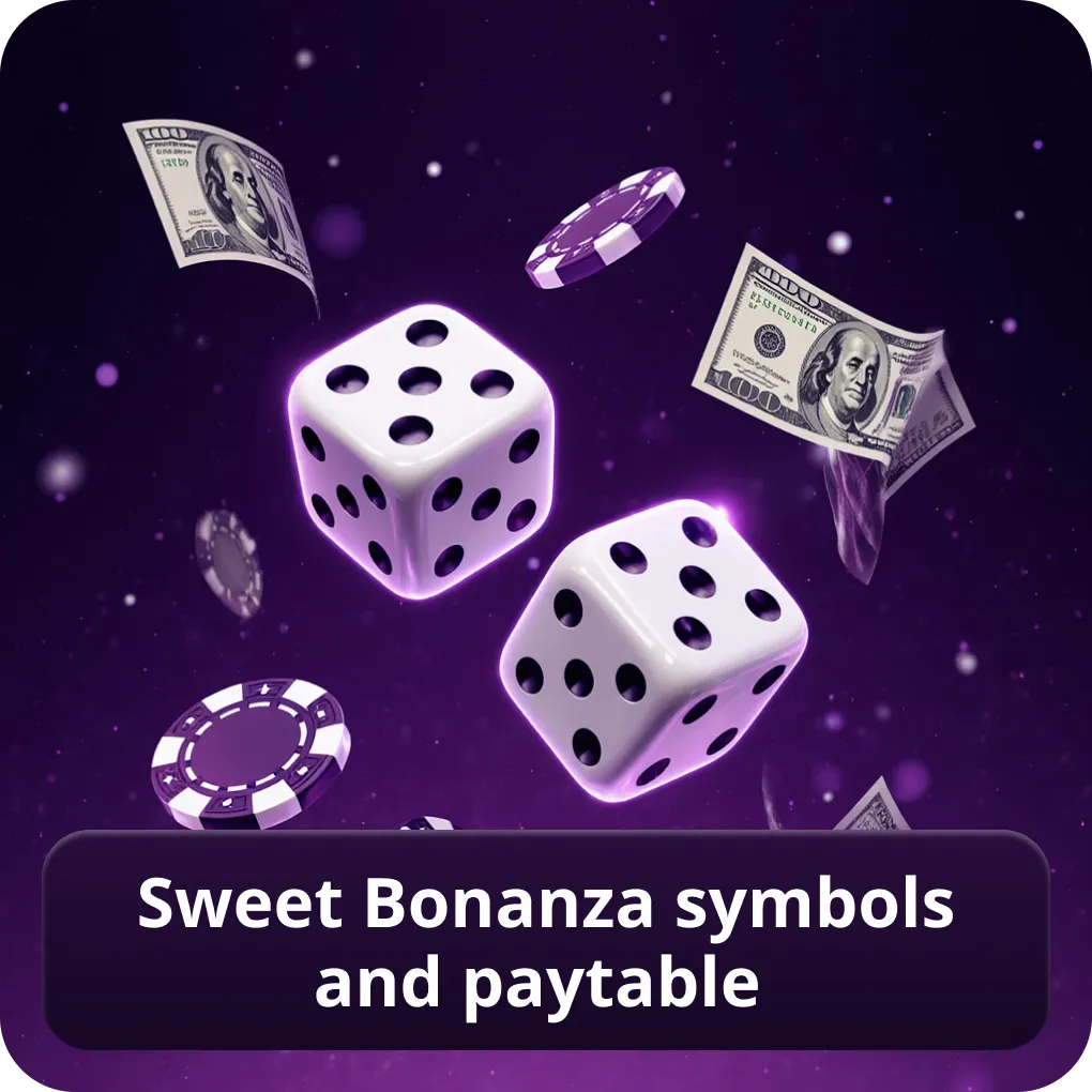 Sweet Bonanza symbols and paytable
