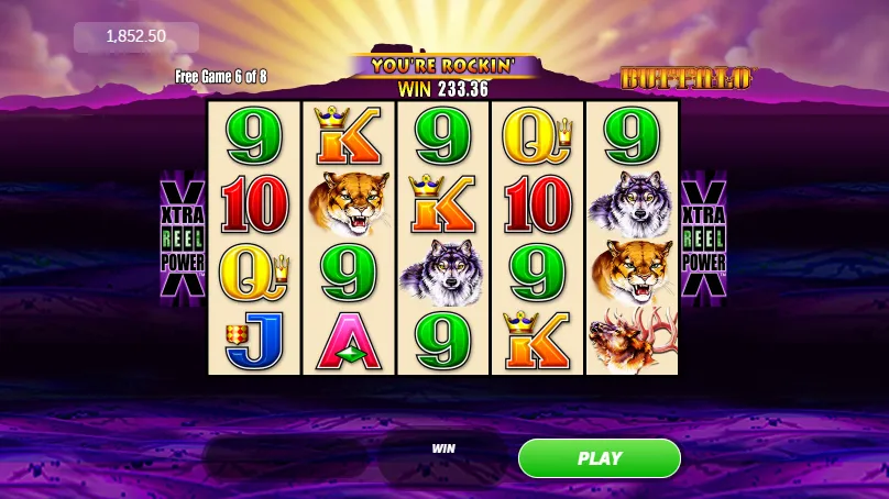 Buffalo symbols and paytable